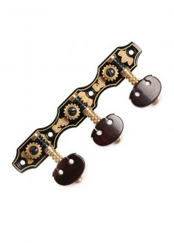 Guitar tuning machines hauser style, black nickel, snakewood buttons