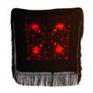 Silk shawl 120cm x 120cm black with red handmade embroideries