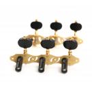 Guitar tuning machines, solid brass, black buttons