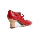 Flamenco dance Shoe Dos Correas Red Leather
